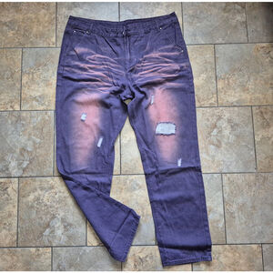 Hengao Jeans Mens 42 Purple Faded Distressed Straight Leg Ripped Denim New S NWT